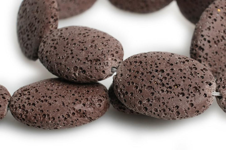 15" 20x25mm brown color Lava Oval Gemstone beads pendant