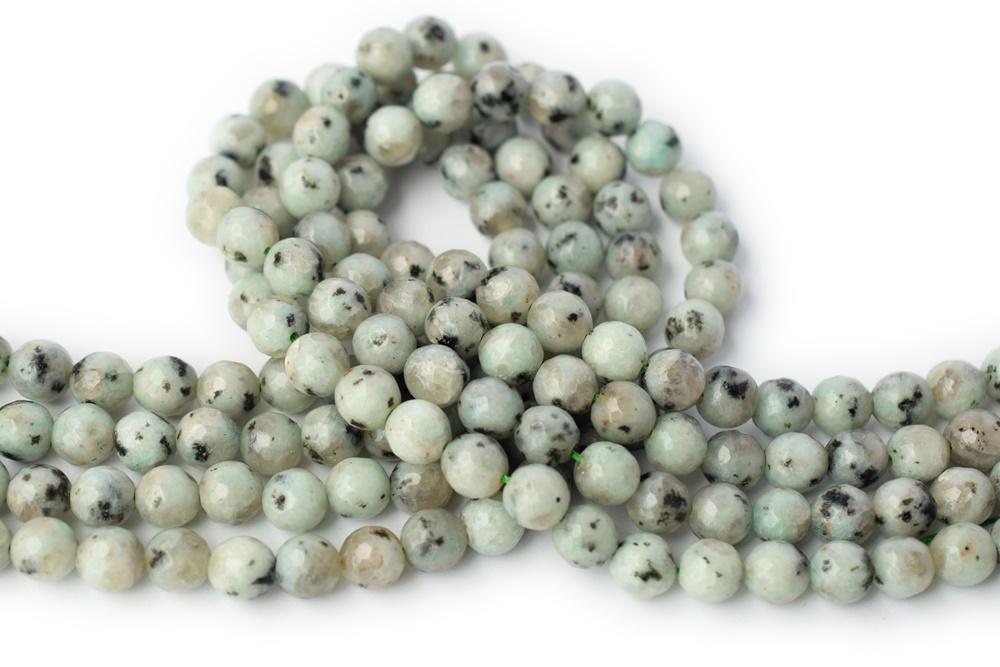 15" Sesame jasper 6mm/8mm/10mm/12mm round faceted beads, Kiwi jasper
