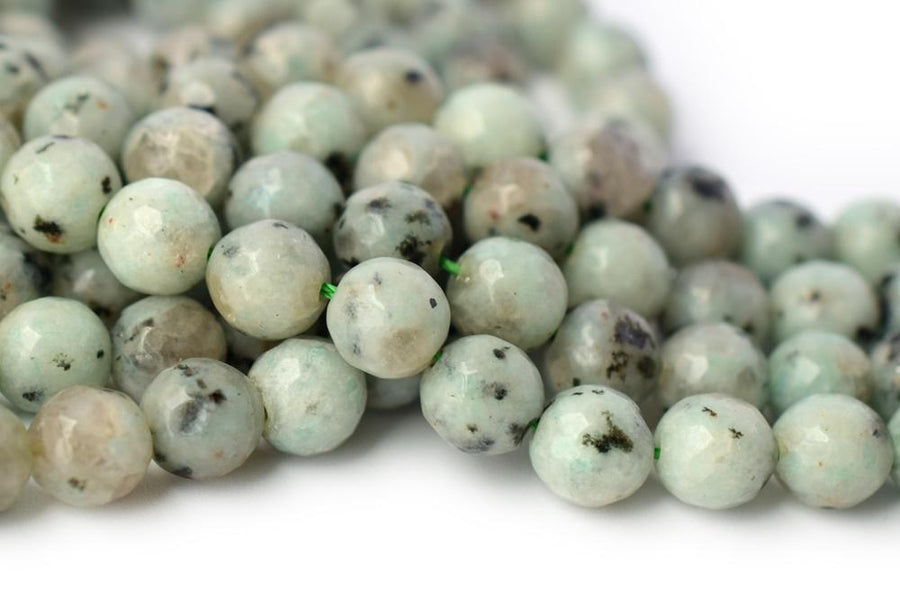 15" Sesame jasper 6mm/8mm/10mm/12mm round faceted beads, Kiwi jasper