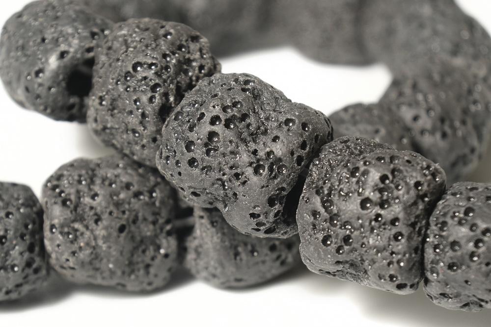 15.5" 12x14mm black Lava Tube Gemstone beads