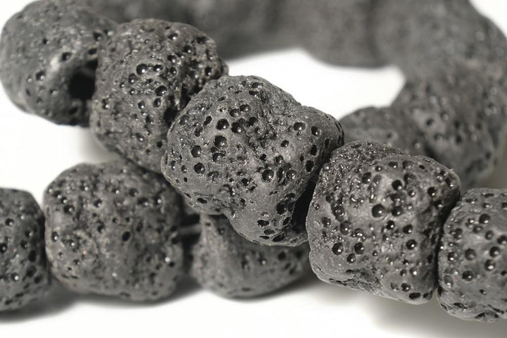 15.5" 12x14mm black Lava Tube Gemstone beads