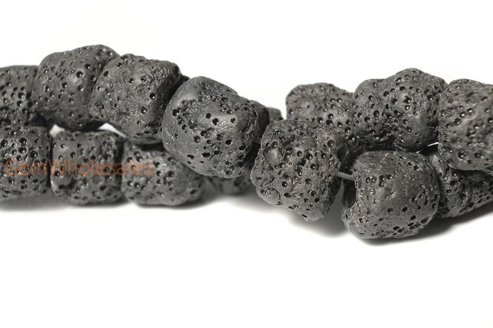 15.5" 12x14mm black Lava Tube Gemstone beads