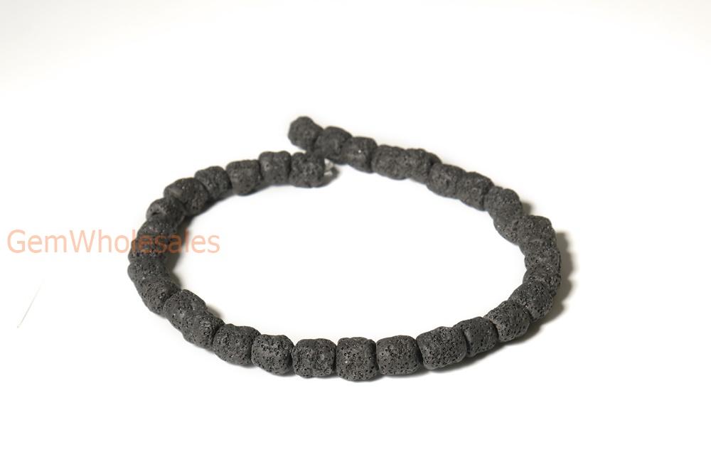 15.5" 12x14mm black Lava Tube Gemstone beads