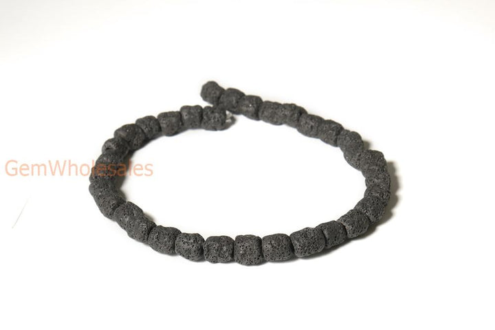 15.5" 12x14mm black Lava Tube Gemstone beads