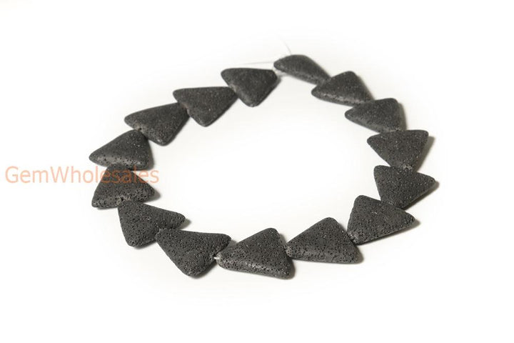 15.5" 28x28mm black color Lava stone triangle beads/pendant