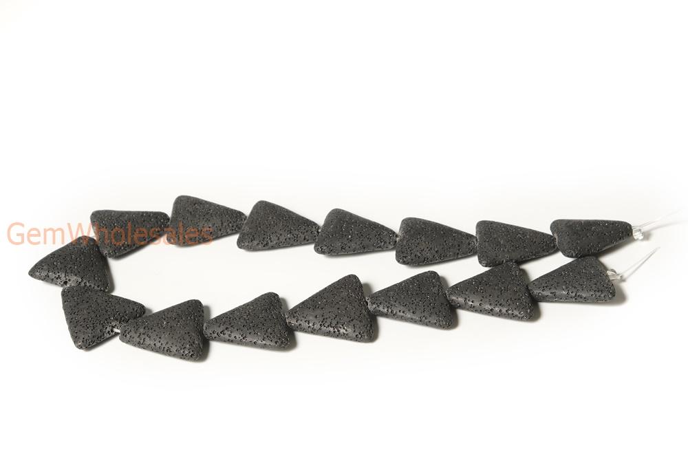 15.5" 28x28mm black color Lava stone triangle beads/pendant
