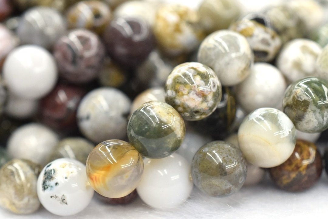 15.5" 8mm/10mm/12mm natural green ocean jasper Agate round beads