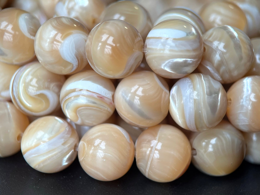 15.5" 8mm/10mm Natural yellow mother of pearl round beads, MOP