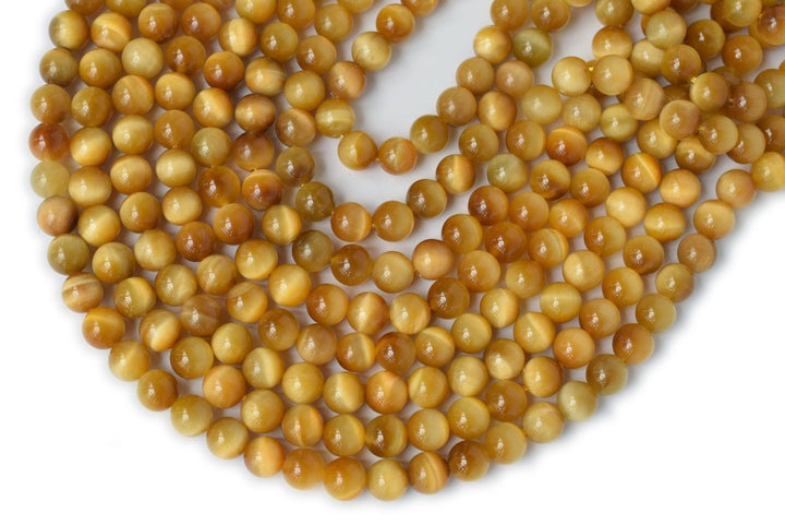 15.5"Golden tiger eye 8mm round beads natural, top quality golden yellow color semi-precious stone