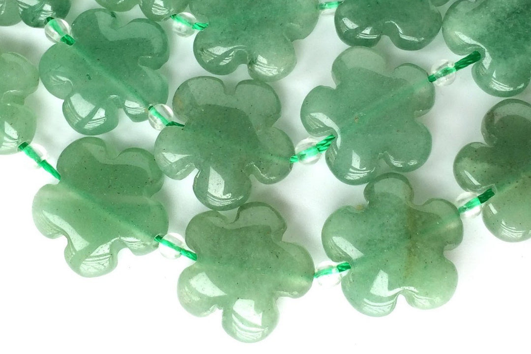 15.5" 15mm/20mm Green aventurine flower,green color gemstone flower