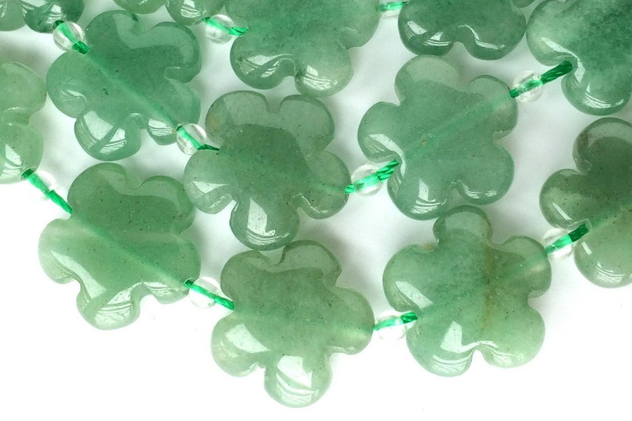 15.5" 15mm/20mm Green aventurine flower,green color gemstone flower