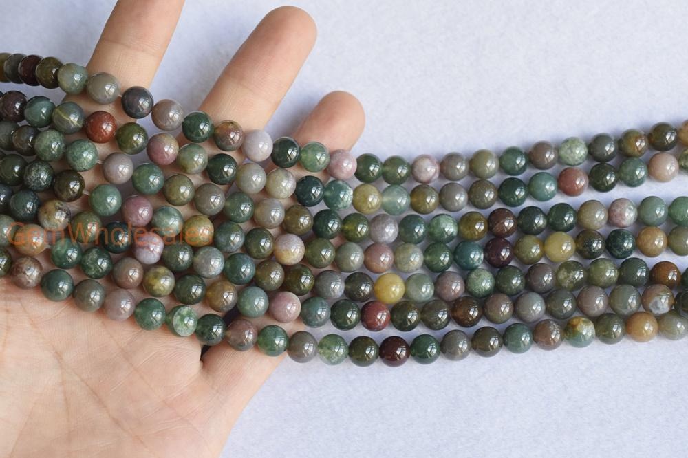 15.5" natural 4mm/6mm/8mm/10mm/12mm/14mm green Indian agate Round beads Gemstone