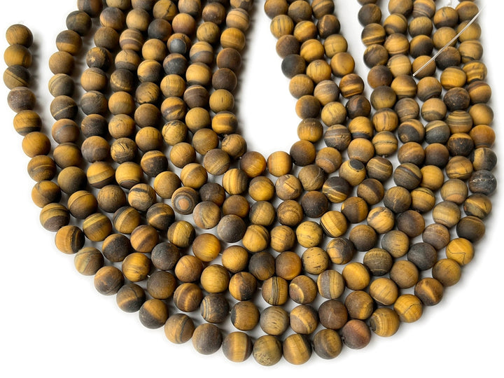 15.5" Matte yellow tiger eye 8mm round beads,frosted yellow tiger eye