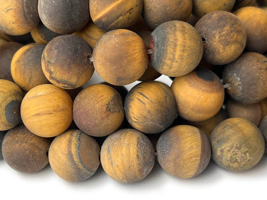 15.5" Matte yellow tiger eye 8mm round beads,frosted yellow tiger eye