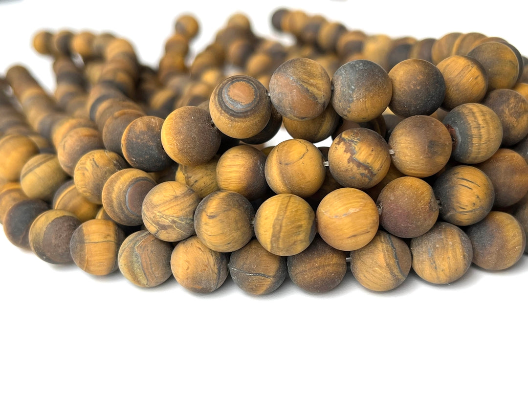 15.5" Matte yellow tiger eye 8mm round beads,frosted yellow tiger eye