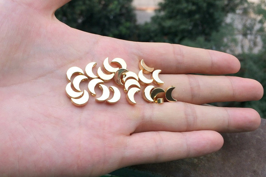 10pcs 10x7mm gold plated copper metal moon jewelry findings