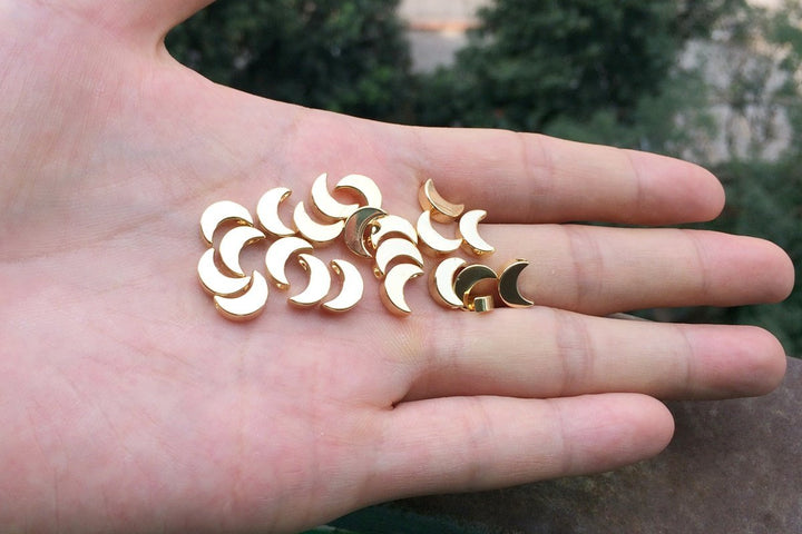 10pcs 10x7mm gold plated copper metal moon jewelry findings
