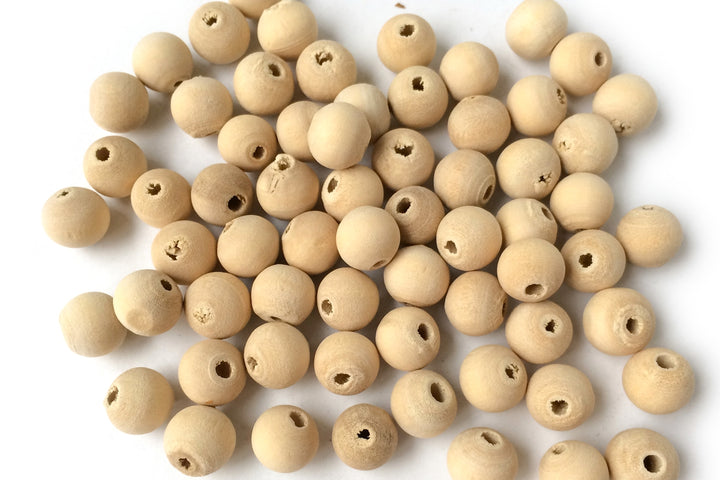 100pcs Natural Wooden round beads 8mm, beige wood beads, ~2mm hole
