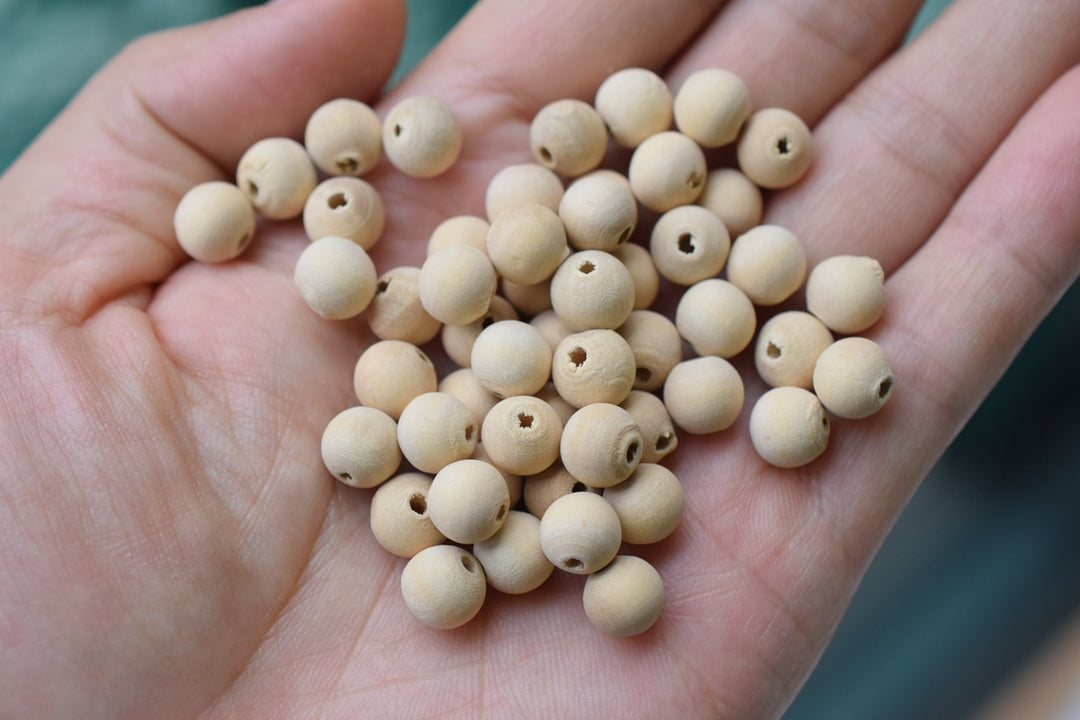 100pcs Natural Wooden round beads 8mm, beige wood beads, ~2mm hole