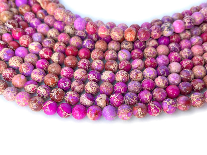15.5" 8mm purple red emperor jasper round beads, Sea Sediment