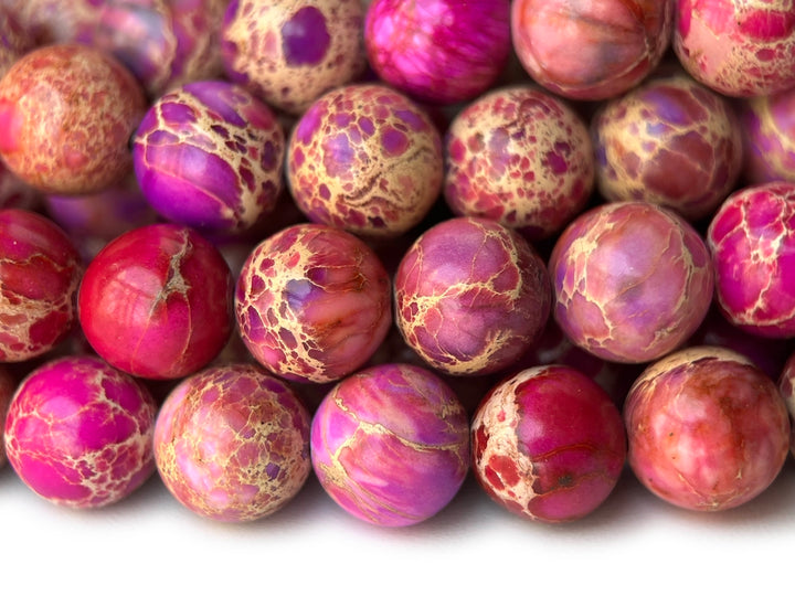 15.5" 8mm purple red emperor jasper round beads, Sea Sediment