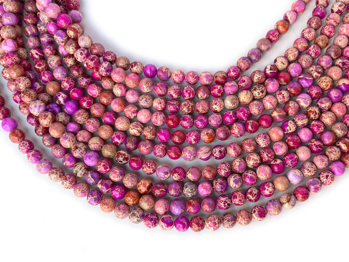 15.5" 8mm purple red emperor jasper round beads, Sea Sediment