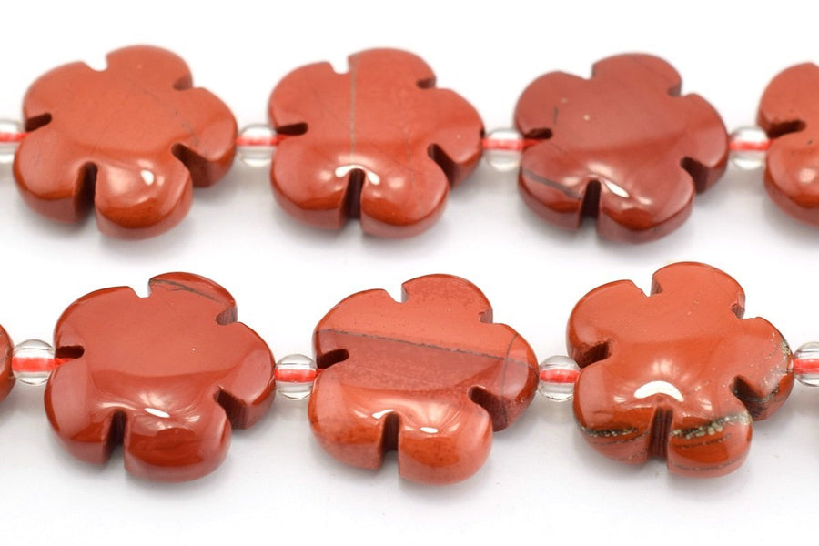 15.5" 15mm/20mm Red jasper flower,red color gemstone carving flower