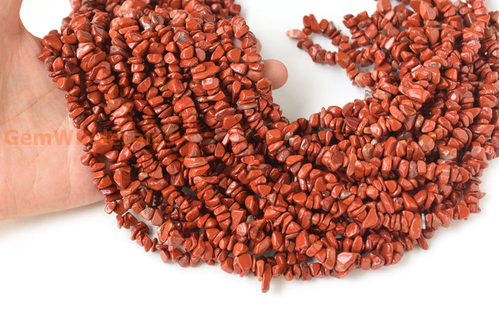 34" Natural Red jasper 5x10mm chips beads strands