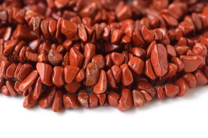 34" Natural Red jasper 5x10mm chips beads strands