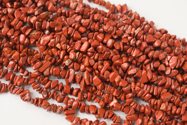 34" Natural Red jasper 5x10mm chips beads strands