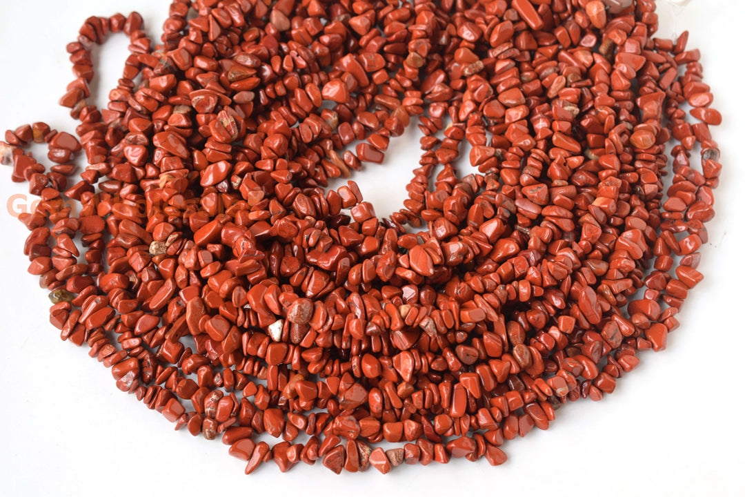 34" Natural Red jasper 5x10mm chips beads strands