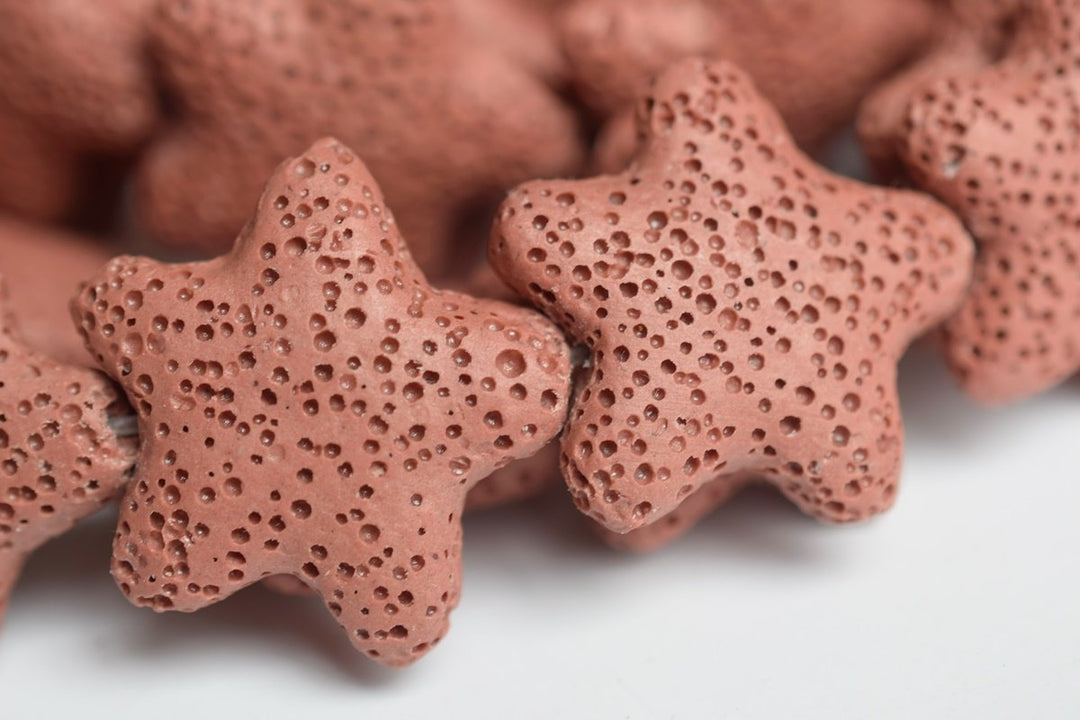 25mm red Lava starfish Gemstone pendant