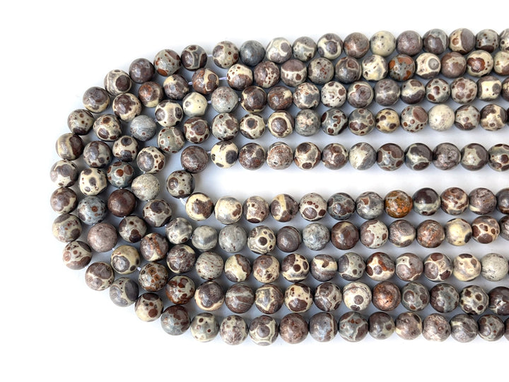 15“ 8mm Natural Asteroid Jasper Round Beads Chocolate Ocean Jasper