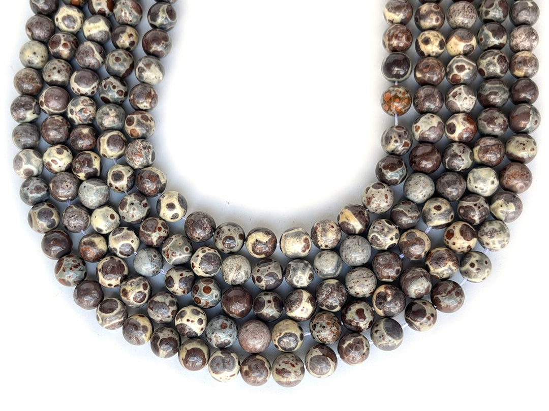 15“ 8mm Natural Asteroid Jasper Round Beads Chocolate Ocean Jasper