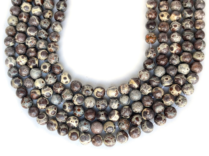 15“ 8mm Natural Asteroid Jasper Round Beads Chocolate Ocean Jasper