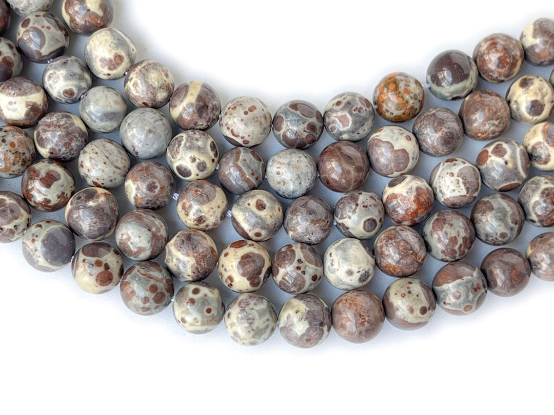15“ 8mm Natural Asteroid Jasper Round Beads Chocolate Ocean Jasper