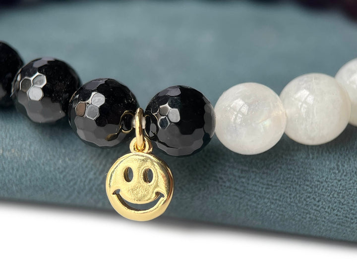 4PCS 8mm gold plated brass Happy Face Charm, Double Sided findings