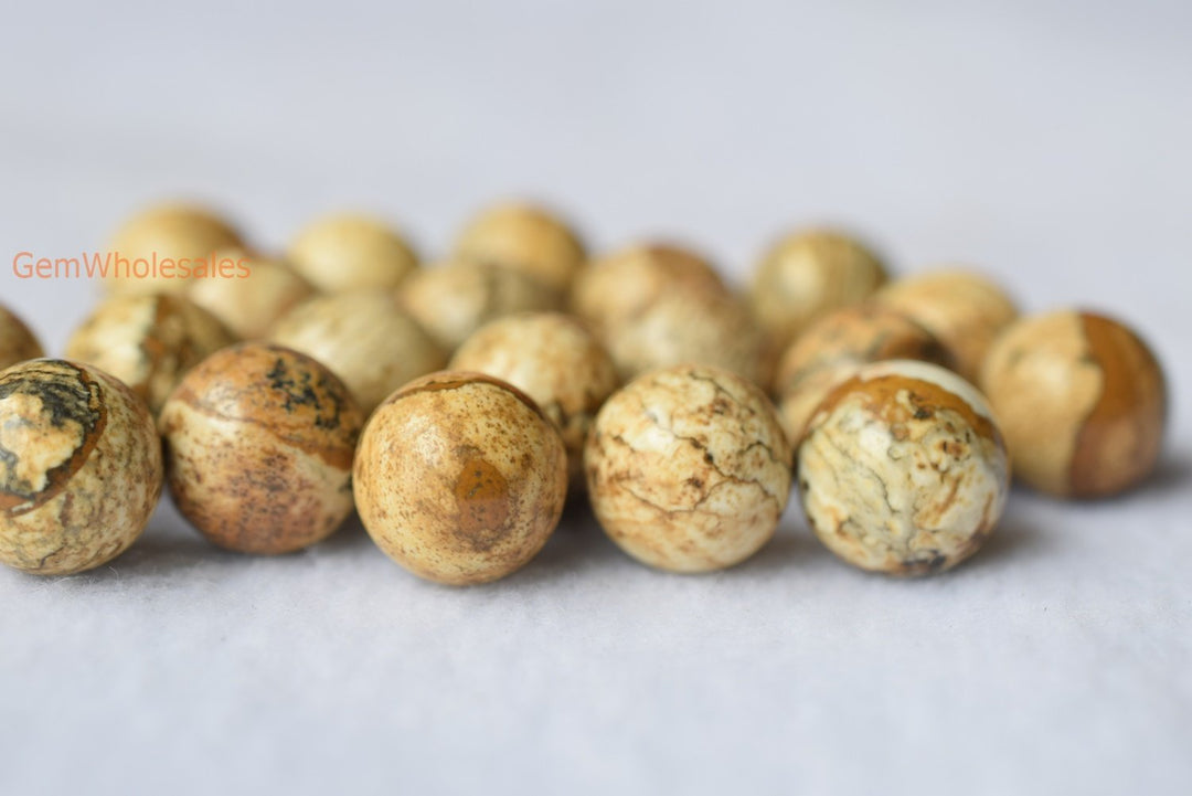 Picture jasper - Round- beads supplier