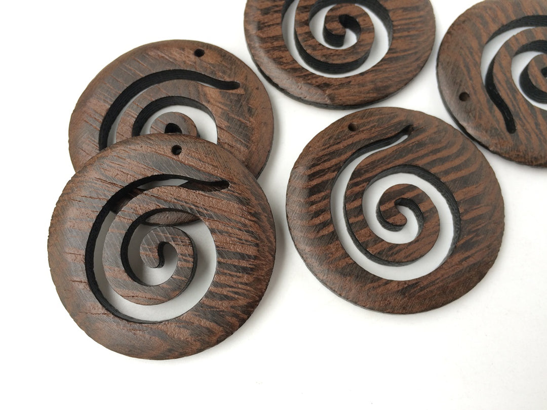 10pcs 50mm Brown Wooden round pendant, wood earrings pendant charm accessory