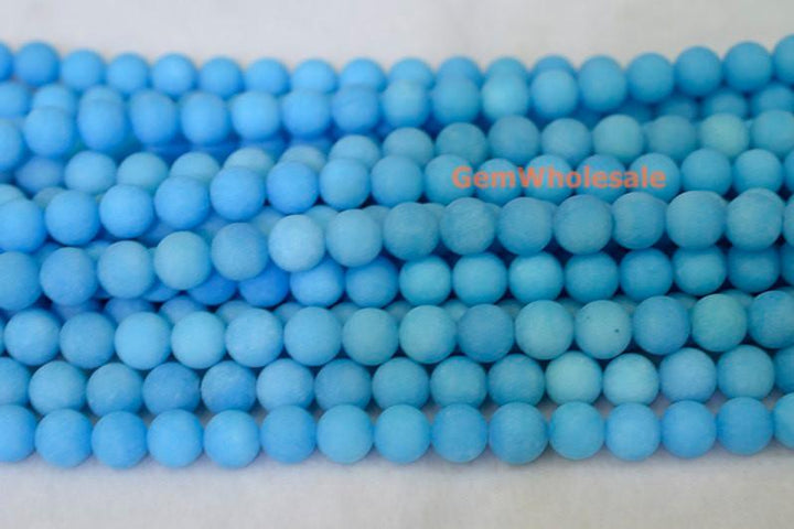 15.25" 6mm/8mm/10mm/12mm matte blue dyed jade Round beads gemstone