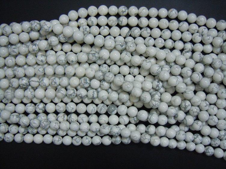 15.5" 8mm/10mm Natural white howlite round beads, White gemstone wholesale