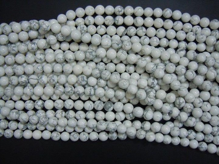 15.5" 8mm/10mm Natural white howlite round beads, White gemstone wholesale