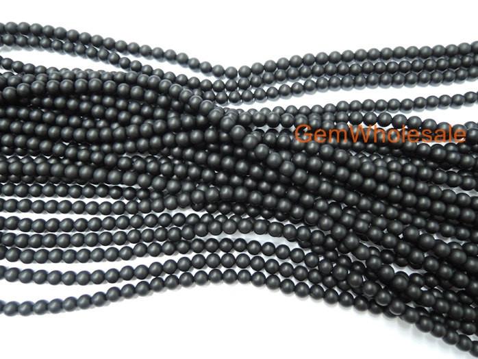 15.5" 4mm/6mm Matte/frosted black agate/onyx round beads,gemstone
