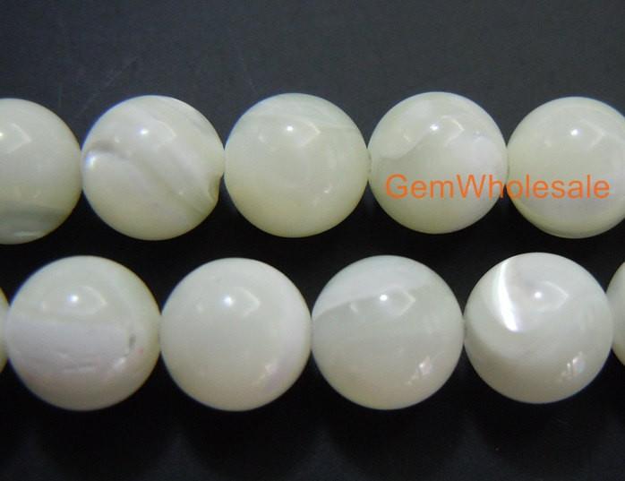 15.5" Natural white MOP round beads 10mm/12mm,white mother of pearl,