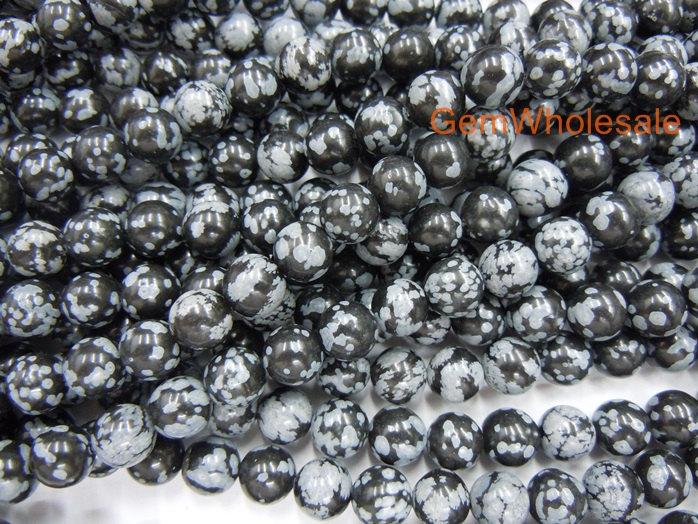 15.5" Natural Snowflake Obsidian 4mm/6mm/8mm round beads,black white Gemstone