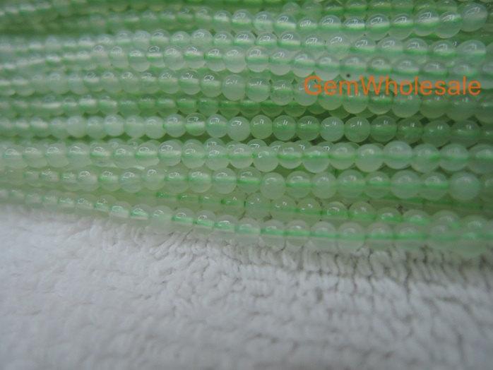 15.5" 2mm natural green new jade Round beads