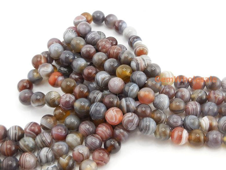 15.5" natural 8mm/10mm brown botswana Agate Round beads Gemstone