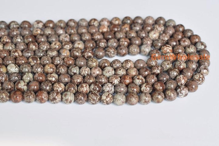 15.5" Natural Chinese Snowflake Obsidian 6mm/8mm/10mm round beads,coffee grey gemstone