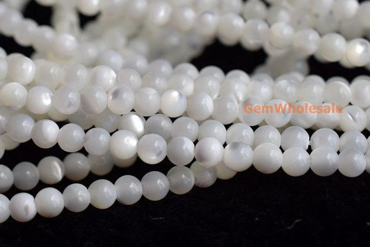 15.5" Natural white MOP round beads 3mm/4mm,white mother of pearl