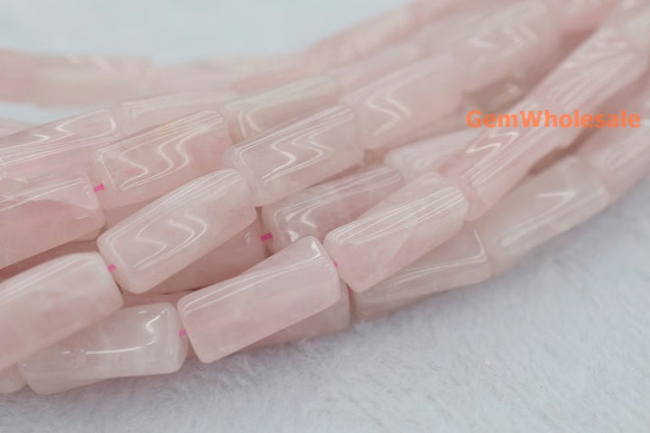 15.5" natural 9x20mm Rose quartz Twisted Column ,Twisted tube